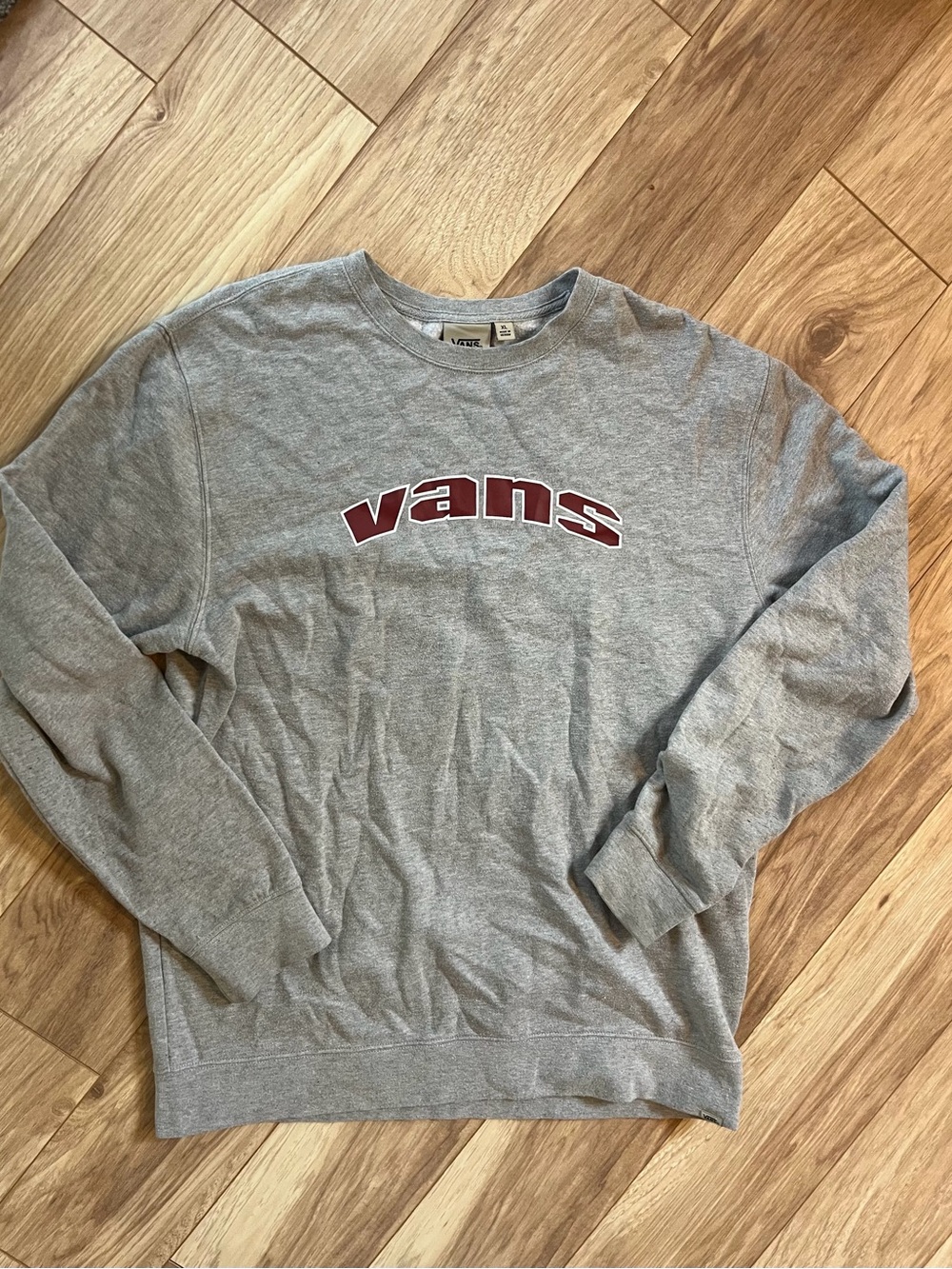 Vans Gray Crewneck Sweatshirt with Maroon Logo